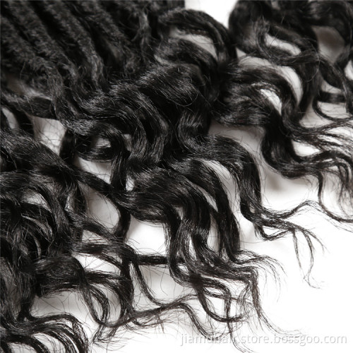 Soft Natural Black Synthetic Soul Goddess Locs Extensions with Curly End Braiding Hair Faux locs crochet hair